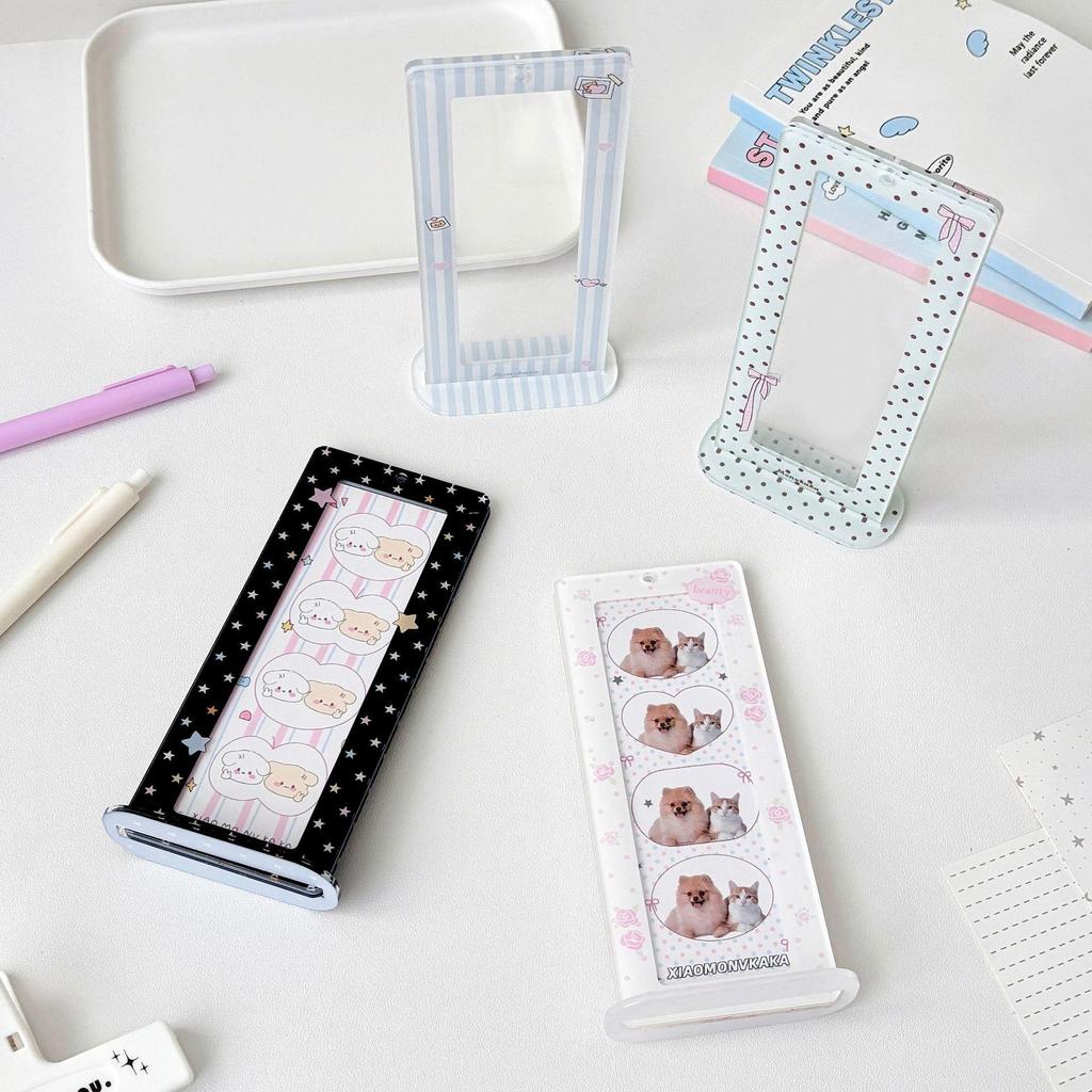 Korean Style Acrylic Four-Grid Photo Frame Card Holder Stand