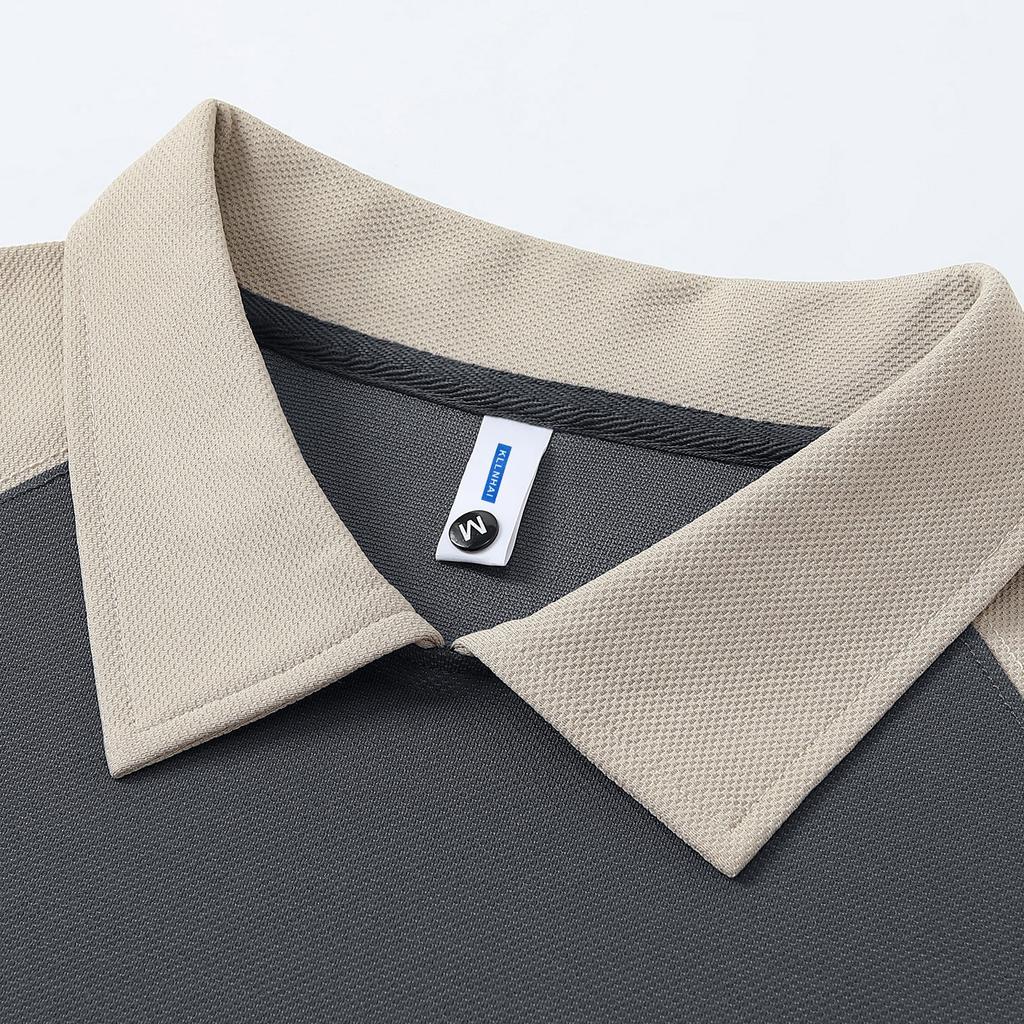 Business Casual Outdoor POLO Sweater Autumn Color Block Lapel Long Sleeved Hoodie Couple's Outfit Men's and Women's Fashionable Hoodie Boutique Top