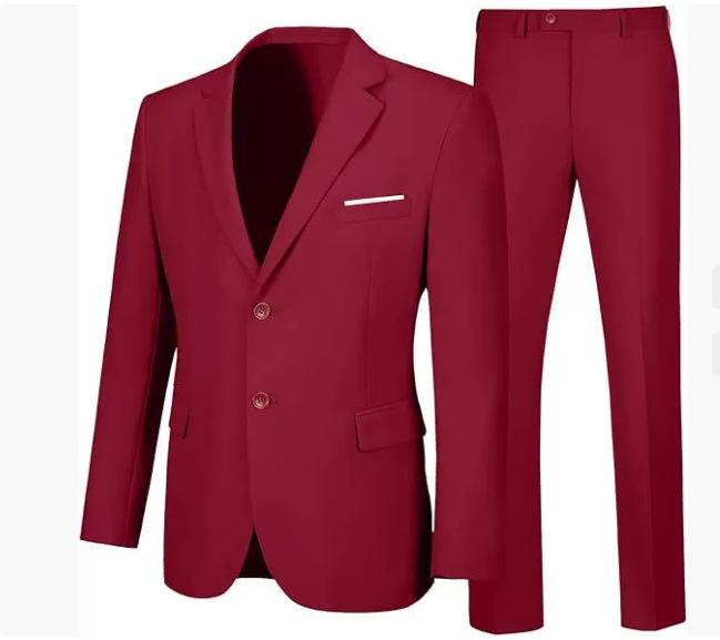 2025 Men's European American Casual Suit Set: Two-Piece Trousers & Jacket for Weddings and Banquets