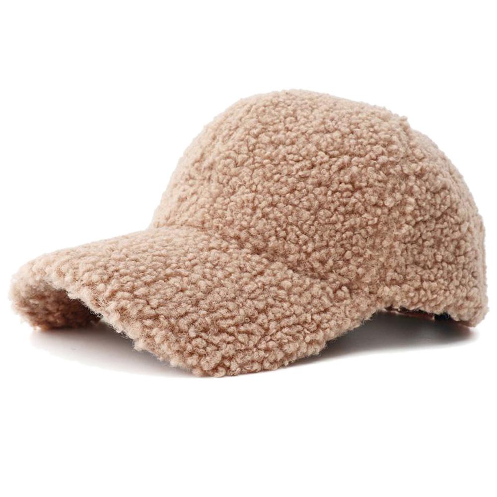 New Solid Color Artificial Lamb Wool Baseball Cap Plush Snapback Hat Autumn Winter Keep Warm Dad Hats For Women Men Sunshade