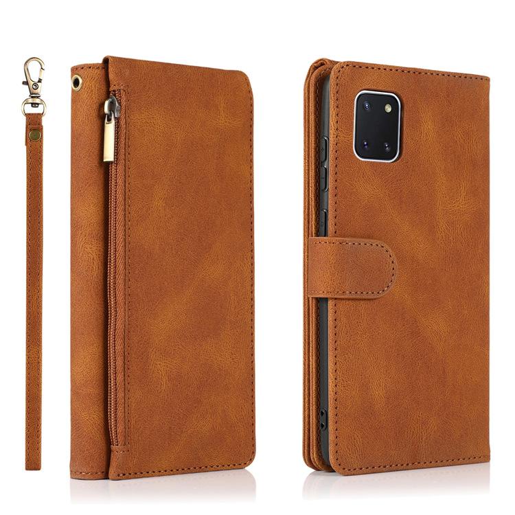 Zipper card bag, suitable for Apple 17 mobile phone case, luxury iPhone16Pro flip 15max leather 12 case.