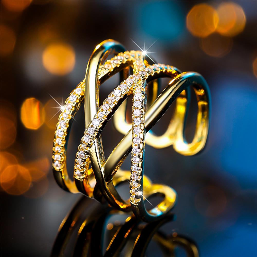 Cute Female Cross Infinity Adjustable Ring Copper Color Open Wedding Jewelry For Women