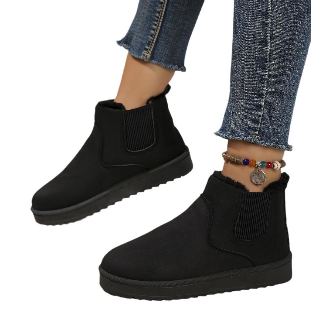 Dámské kotníkové boty Nové gumové silné podrážky Zimní boty pro venkovní Zvýšené pohodlí Teplé vycházkové bavlněné boty Módní sněhule