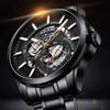 AILANG Men Automatic Mechanical Wristwatch Hollow Skeleton Dial Stainless Steel Band Business Sport Male Watch