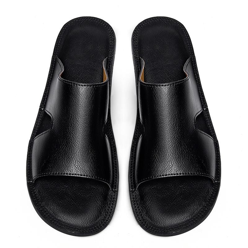 Fashion New Summer Casual Leather Men's Half Drag Outdoor Non-slip Slippers Fashionable Male Flip Flops Leisure Walk Beach Flats Sandals