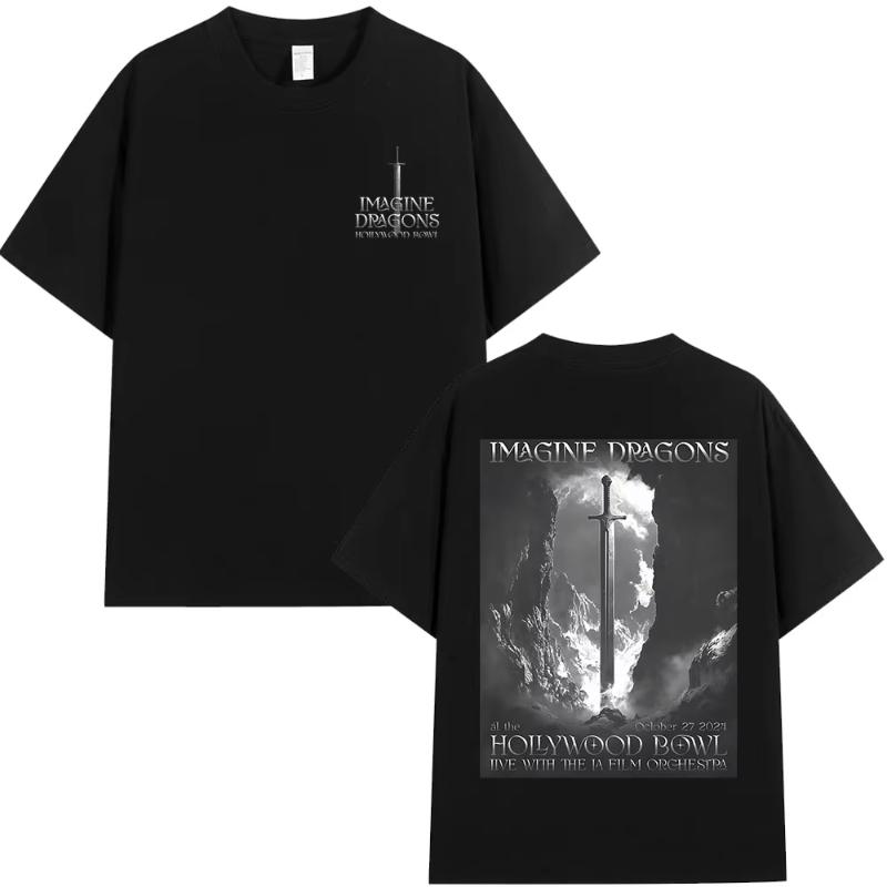 Camiseta de Música del Álbum de Rock Imagine Dragons Moda Hip Hop Camiseta Unisex Mujer Algodón Comodidad Manga Corta Camisetas Streetwear