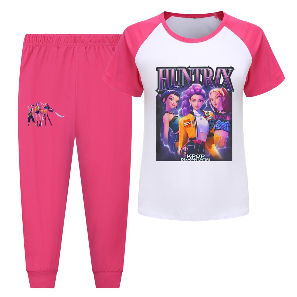 

5029 Kids Girls Rumi Zoey Mira Hunters Print T-shirt Pants Trouser Clothes Set 170cm