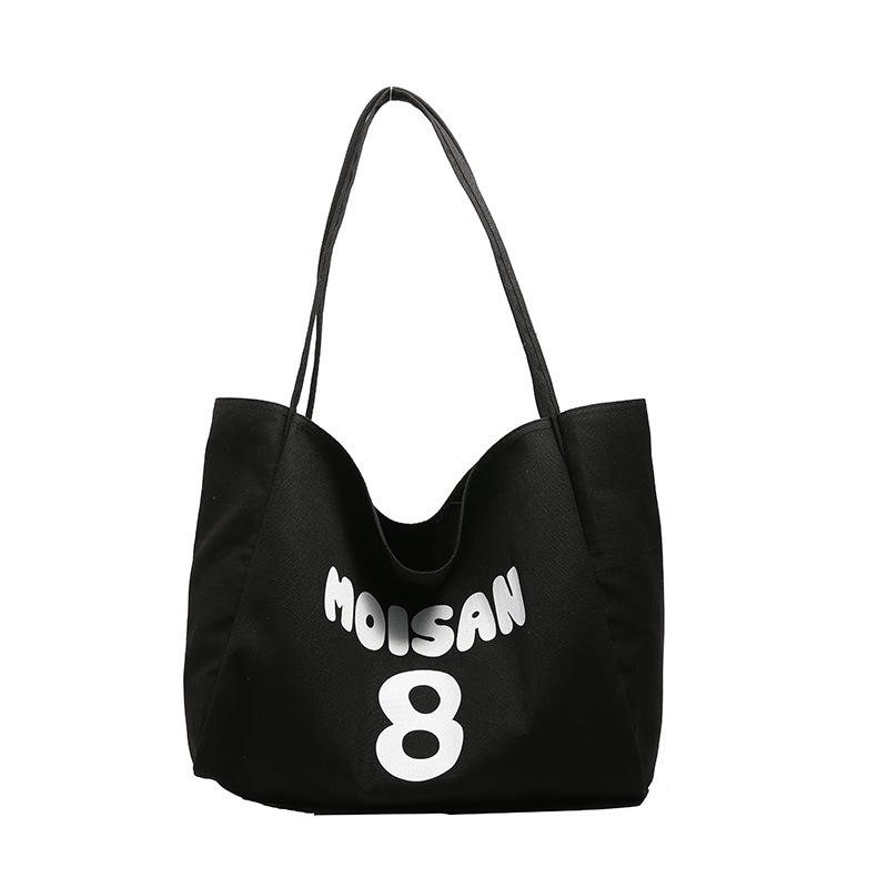 

Японская и корейская холщовая сумка с простыми буквами, универсальная, большой вместимости, ленивая наплечная сумка, текстурированная сумка-мессенджер для поездок на работу чёрный