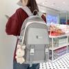 Simple Solid Color Letter Decoration Student Leisure Backpack For Daily Use