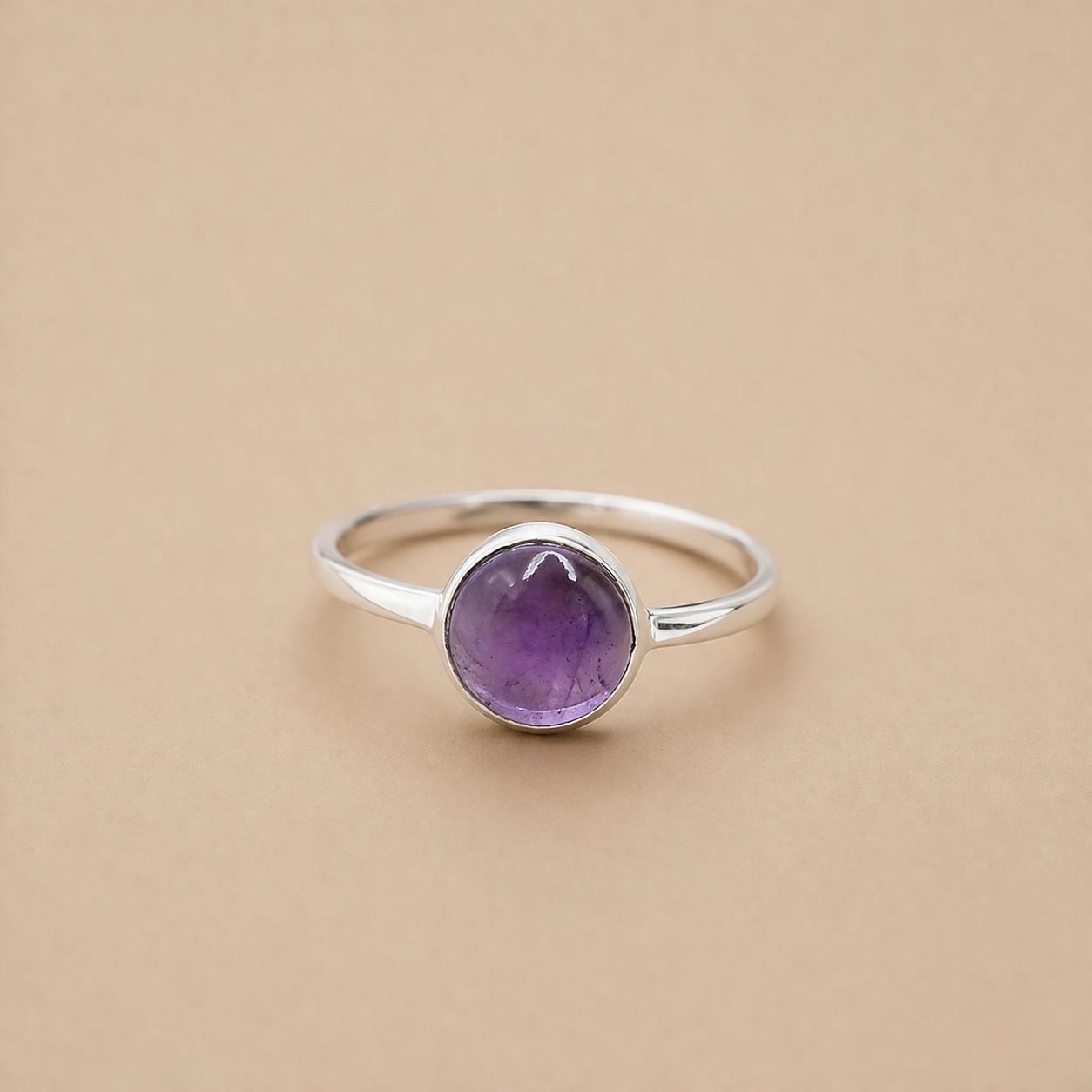 Amethyst Round Statement Ring, 925 Sterling Silver Gemstone Ring, Purple Stone Jewelry, Handmade Ring 4 серебряный