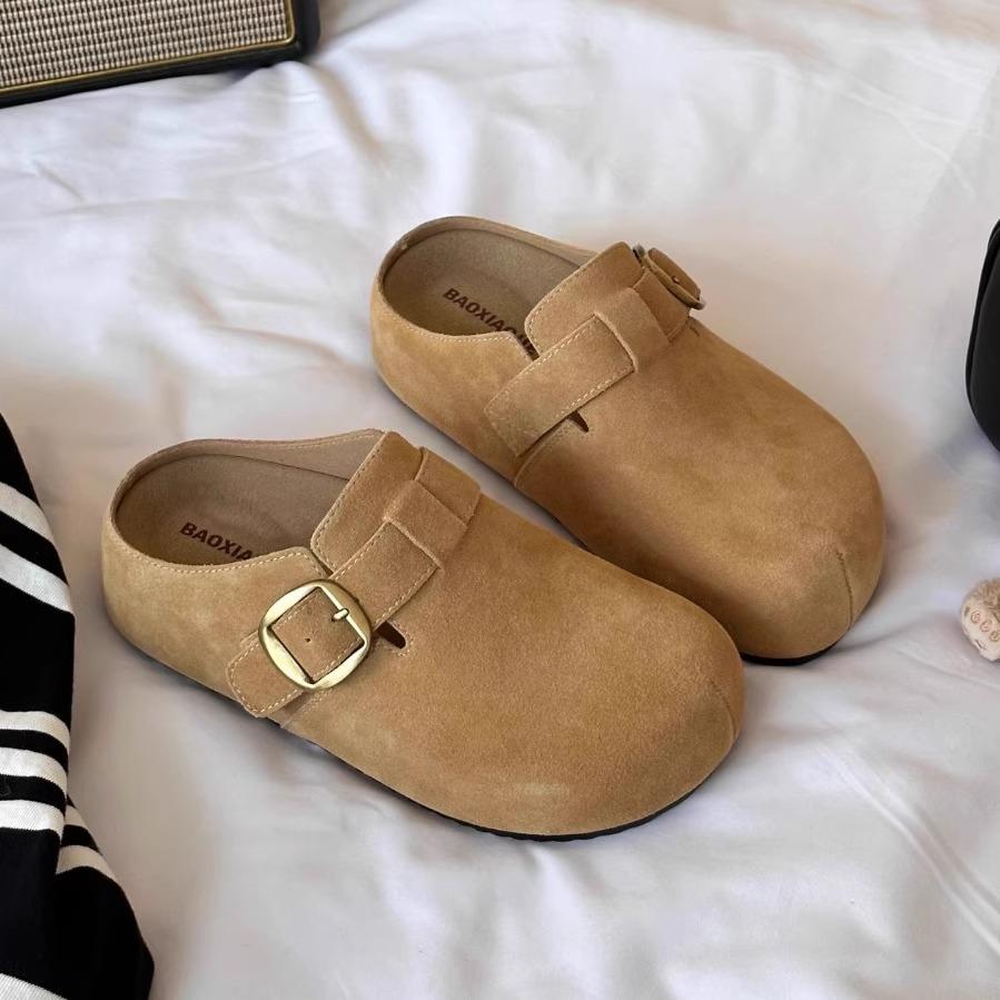 

Пряжка ремня Маленькая сумка голова полушлепанцы Женская верхняя одежда бархат 2025 новый однопедальный толстоподошвенный универсальный Бокен драг 40