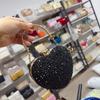 Acrylic Heart Shaped Mini Handbag With Rhinestones And Chain For Evening Wear