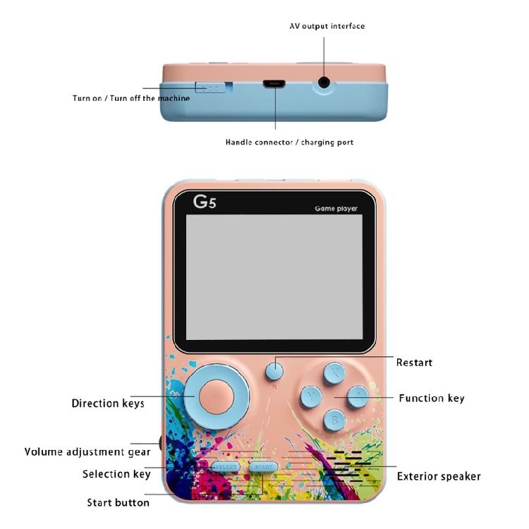 Handheld Multiple Game Device 500 Classical Titles Build in Rechargeable Battery Ergonomic Strong ABS Body for All Ages