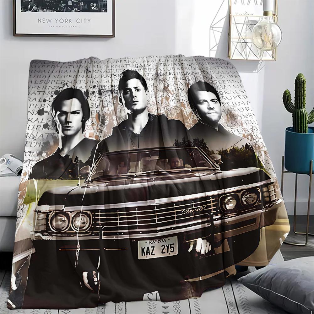 1Pc Supernatural Brothers Print Flannel Blanket, High quality Comfortable for All Seasons, Home Decor, Warmth and Comfort, Perfect for Christmas Gifts