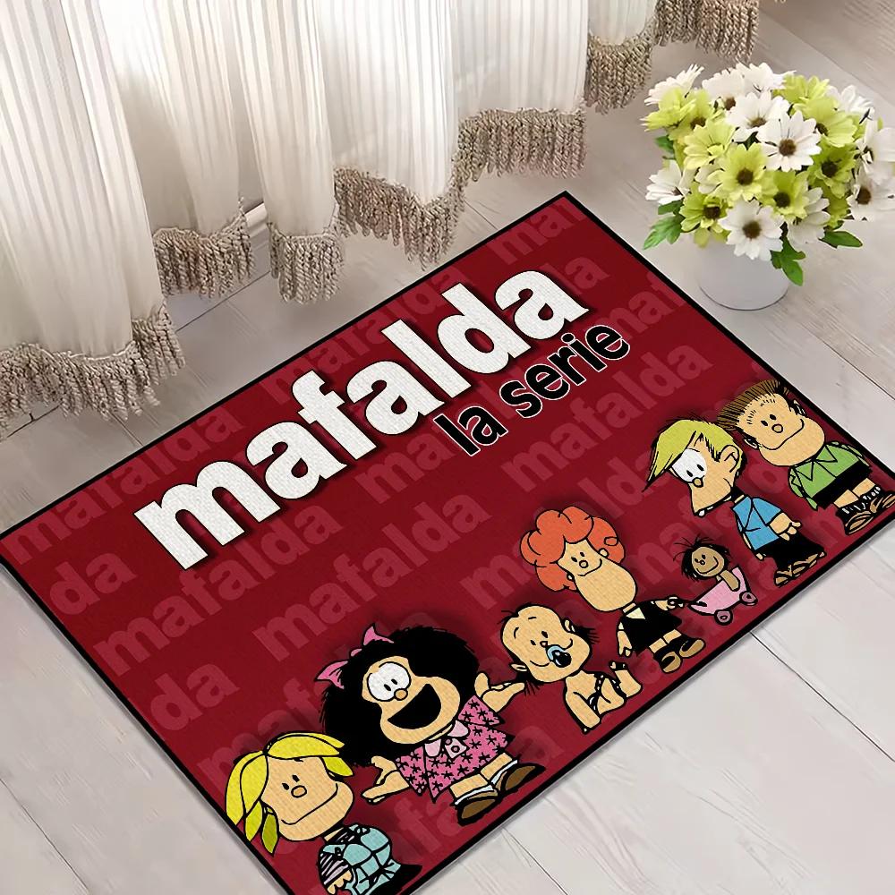 Süße Cartoon Mafalda Tür Willkommensmatte Eingang Fußmatte Balkon Badezimmer Bodenmatten Rutschfester Teppich Schlafzimmer Teppich Heimdekoration
