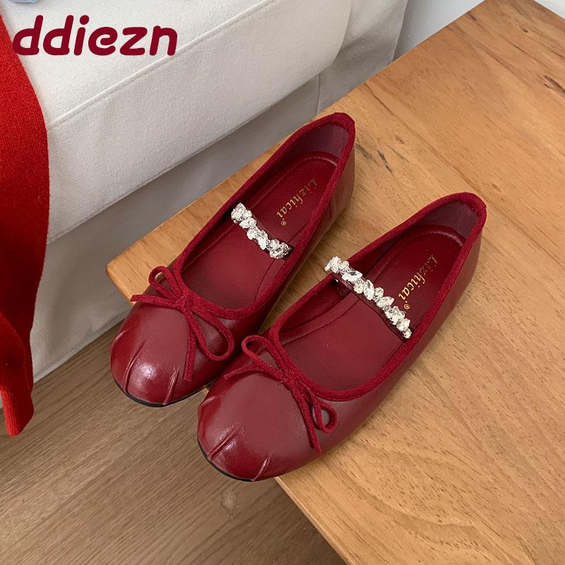 Fashion Fashion Rhinestones Women Ballet Flats Lolita Shoes Soft Female Round Toe Footwear Shallow Ladies Flats Mary Janes Shoes
