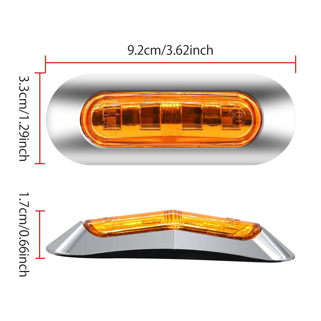 X-STYLE Side Marker Lamp 4 LED 12V 24V Yellow Width Light Rear Side Light Signal Light Truck Trailer Bus Boat General Purpose Mark Lamp Set of 10
