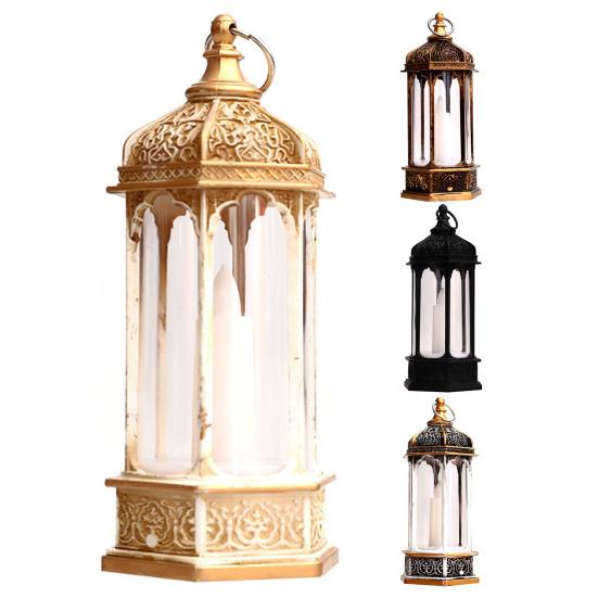 Wind Lantern Six Corners Beautiful Lighting Vintage Christmas LED Candle Lantern Courtyard Decoration