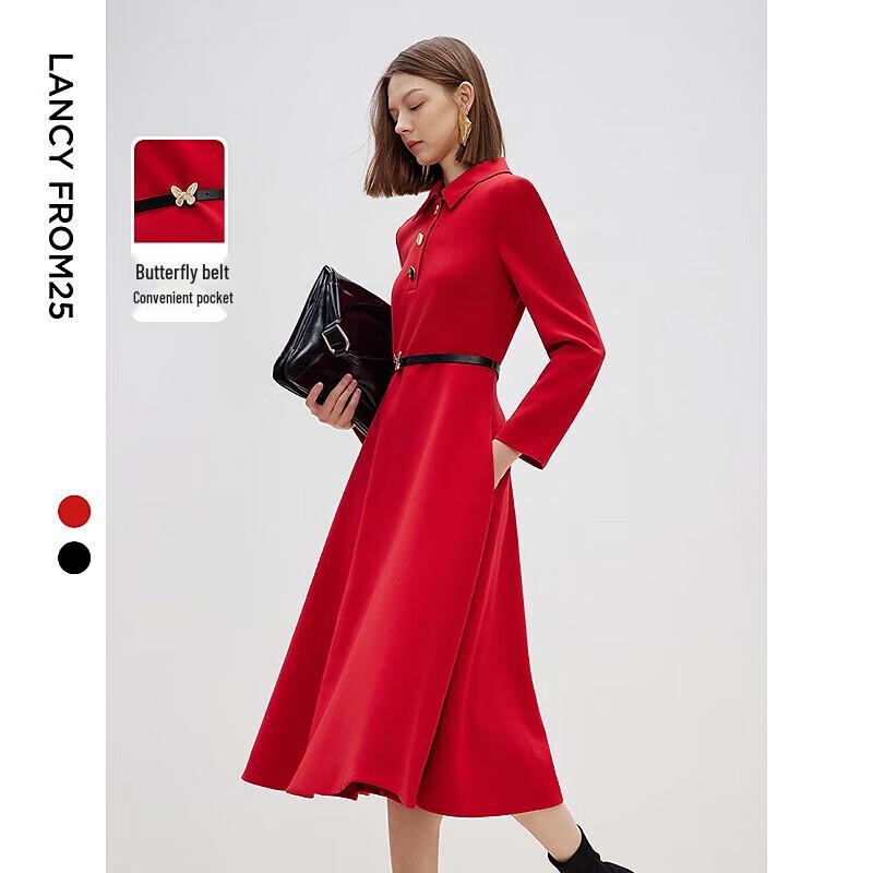 LANCY Vintage Hepburn A-line Long Sleeve Dress