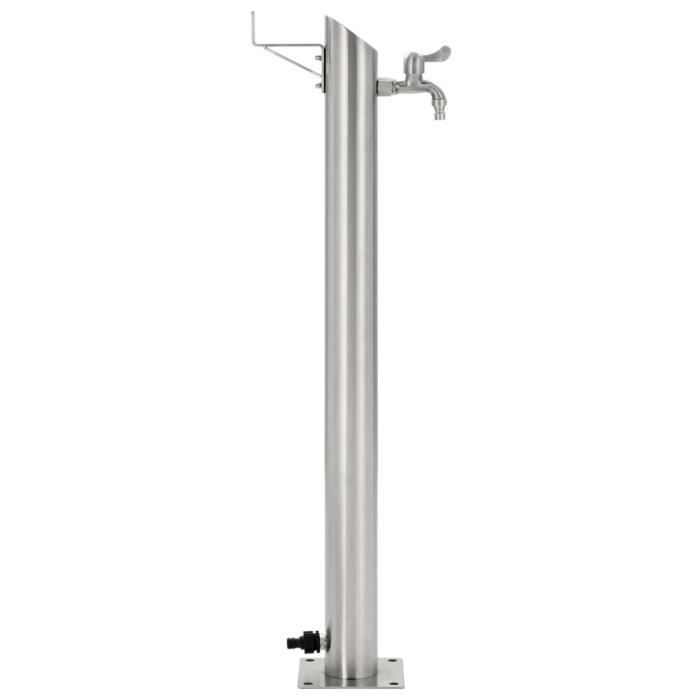 Colonne à eau de jardin ronde en acier inoxydable VIDAXL - 95 cm - Gris