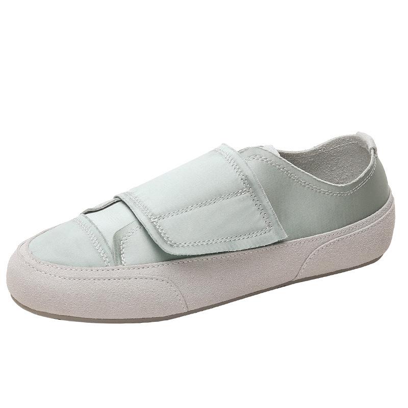 2025 spring canvas fabric outer wear sports shoes Velcro flat casual campus single shoes women fresh and versatile