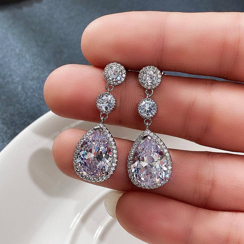 CAOSHI Delicate Temperament Drop Earrings for Women Exquisite Female Brilliant Zirconia Elegant Lady Wedding Party Accessories