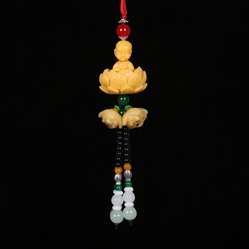 Rosewood Guanyin Buddha Car Pendant: Rearview Mirror Ornament