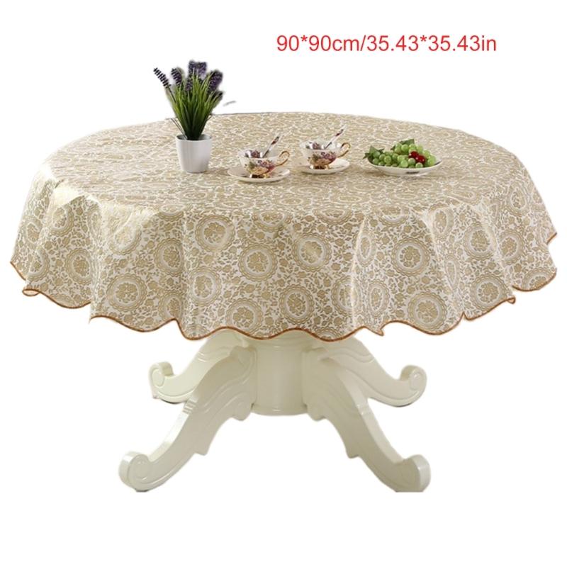 Florals Pattern Tablecloth Oilproof Waterproofs Easy Cleaning Round Table Cover for Home Restaurant Decors Table Cloth