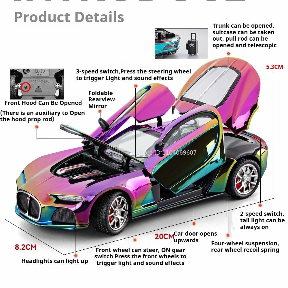 1:24 500K Atlantic Cars Toy Alloy Models with Light Sound Doors Opened Miniature Car Wheel Steering Vehicles Collect Souvenirs