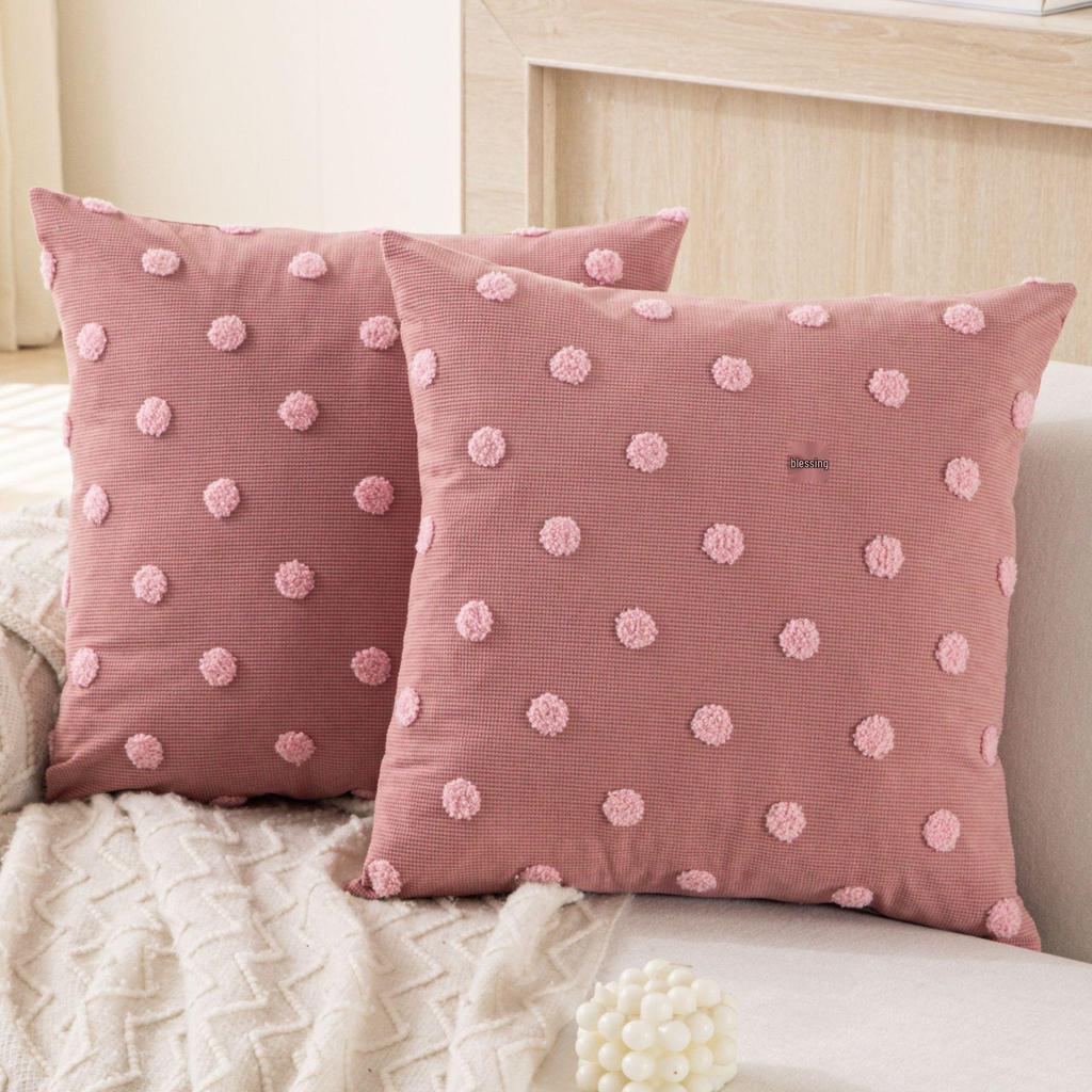 Corduroy Embroidered Throw Pillow Cushion Cover for Sofa