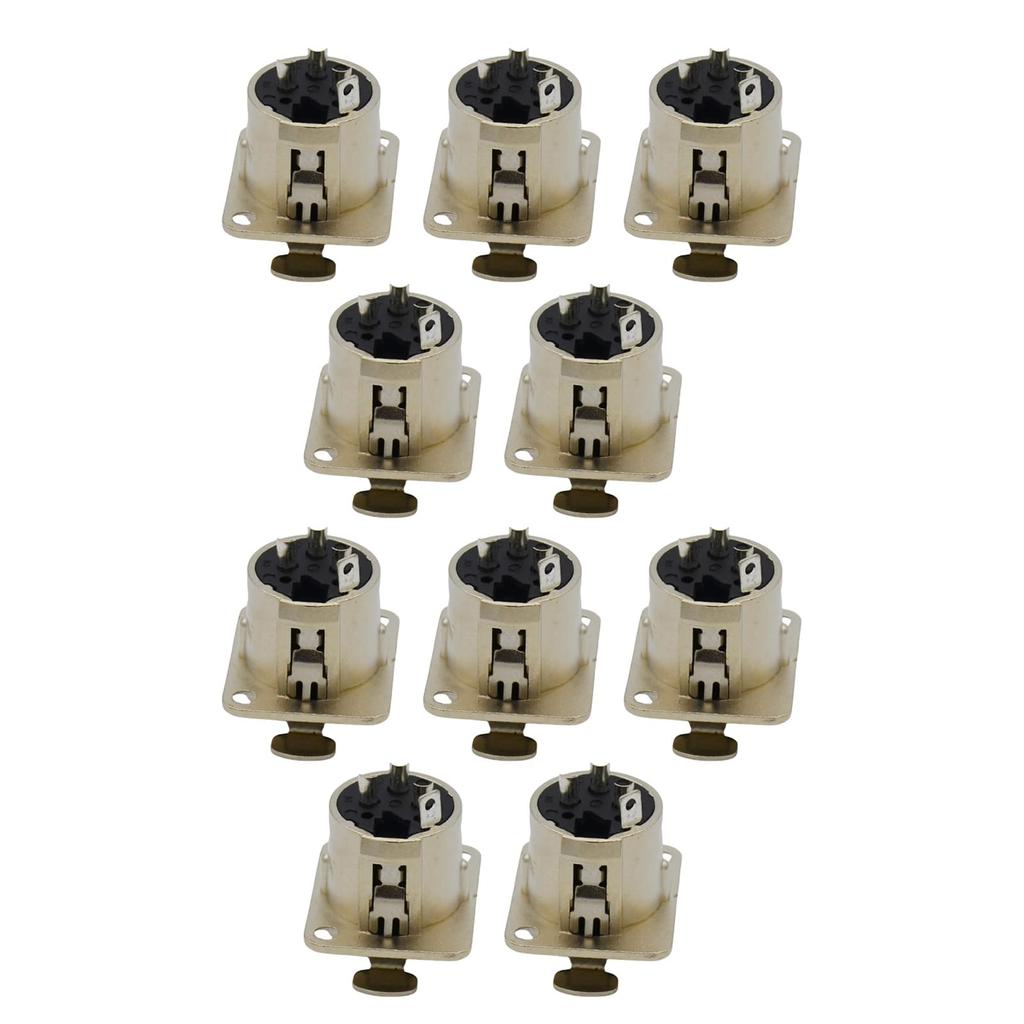 10-Pack 3-Pin XLR Female Adapter, Metal 3-Pin XLR Right Angle Connector