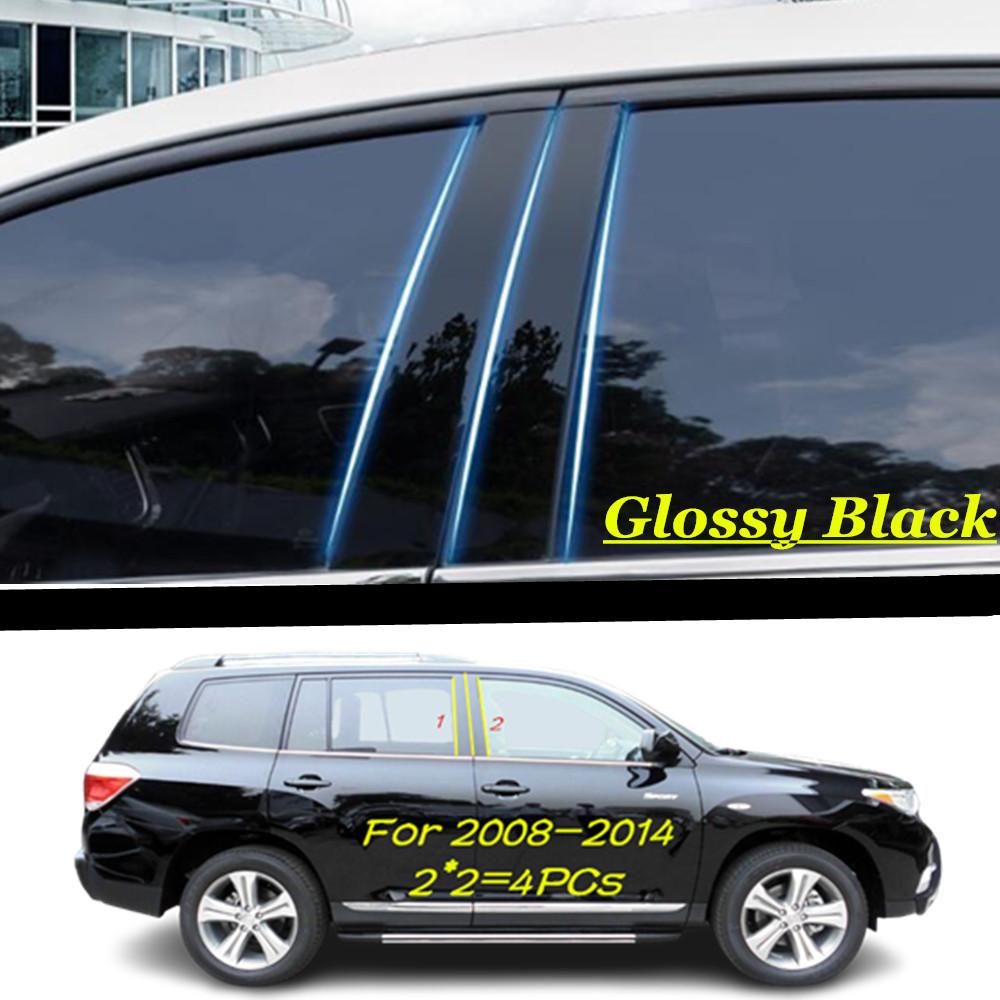 For Toyota Highlander Kluger 2008-2015-2018--2024 Car PC Material Pillar Post Cover Door Trim Window Molding Sticker Plate