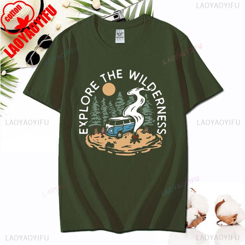 Love Camping I Hate People Vintage Funny T-Shirt Unisex Tees Camping Hiking Short Sleeve Tops Camper Gift Cotton O-Neck T-Shirt