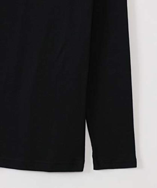 Hanes Warm Thick Inner Long Brushed Fleece Black to Japanese Size Men's Innerwear, Shirt, Sleeve, 100% Cotton, Lining, HM4-Q506A, (Equivalent L)