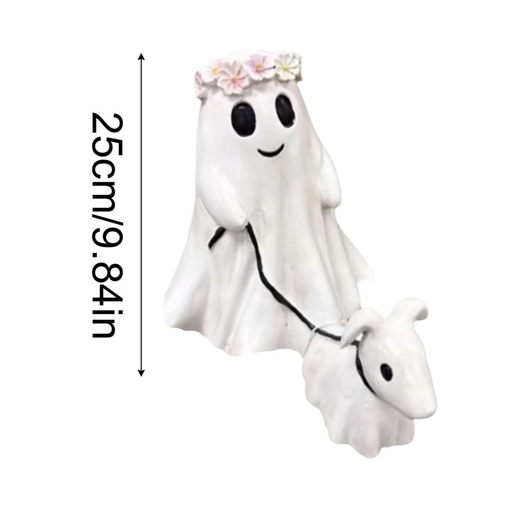 Halloween Spökhund Dekoration Söt Spökstaty Skrivbordsdekoration Halloween Kreativ Hundpromenad Prydnad För Hem Öppen Spis Deco
