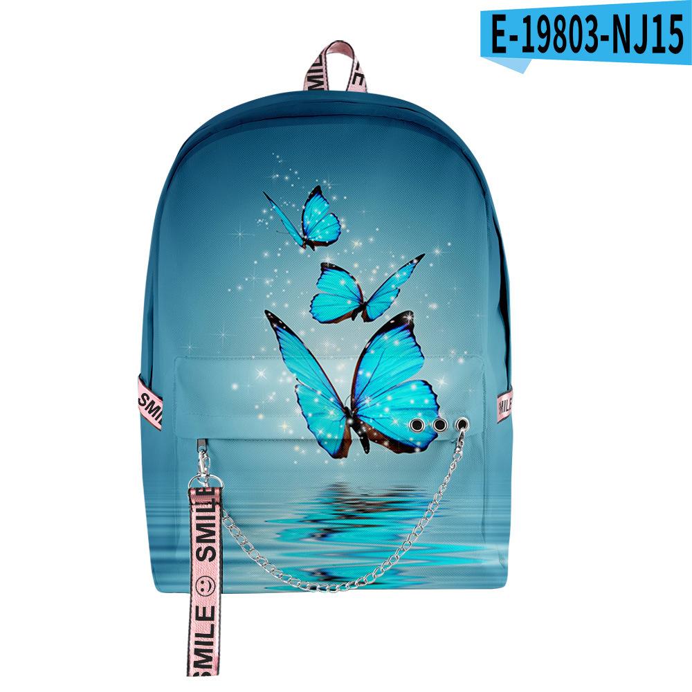 Cartoon Youthful School Bags Unisex Funny Butterfly Travel Bags 3D Print Oxford Waterproof Notebook Shoulder Backpacks