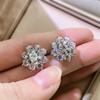 Cute Female Stone White Zircon Snowflake Stud Earrings Silver Color Wedding  For Women
