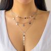 Trend Fashion Metal Sequins Fine Chain Hollow Pentacle Pendant Multi-layered Fold Wear Necklace for Women for Women Jewelry Gift
