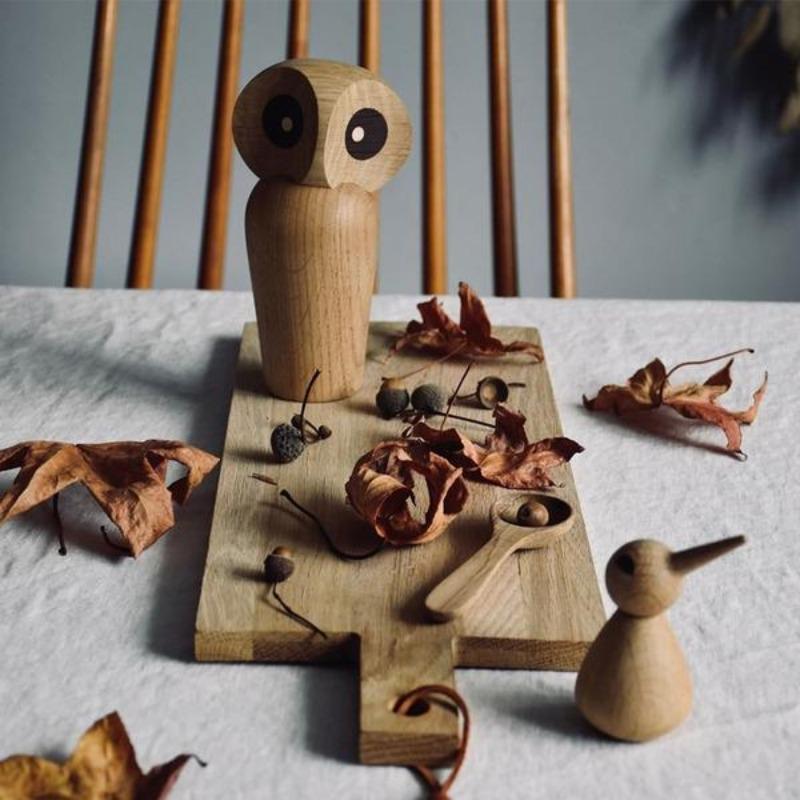 Wood Owl Ornament Gift Creative Home Decoration Accessories Decor Figurine Modern Miniature Figurines