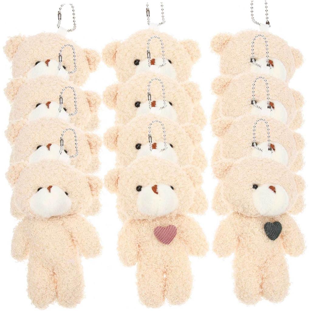 Toddmomy 12-teilige Teddybären-Puppen, Stoffbären, Mini-Bären, Tieranhänger-Schlüsselanhänger, Mini-Plüschtiere, sperrig, Valentinstagsgeschenk
