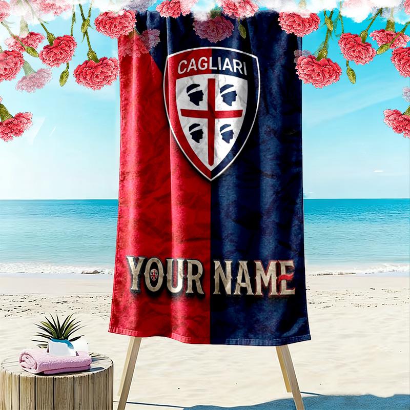 Name Custom Cagliari Calcio Print Beach Towel, Large Soft Quick Dry Towel for Beach Camping Swimming