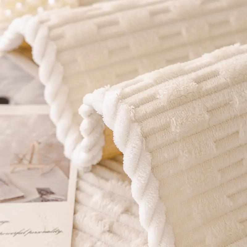 Edge-wrapped Solid Color Non-slip Sofa Cushion Winter Warm Anti-cat Scratch Sofa Cover New Cream Style Sofa Cushion