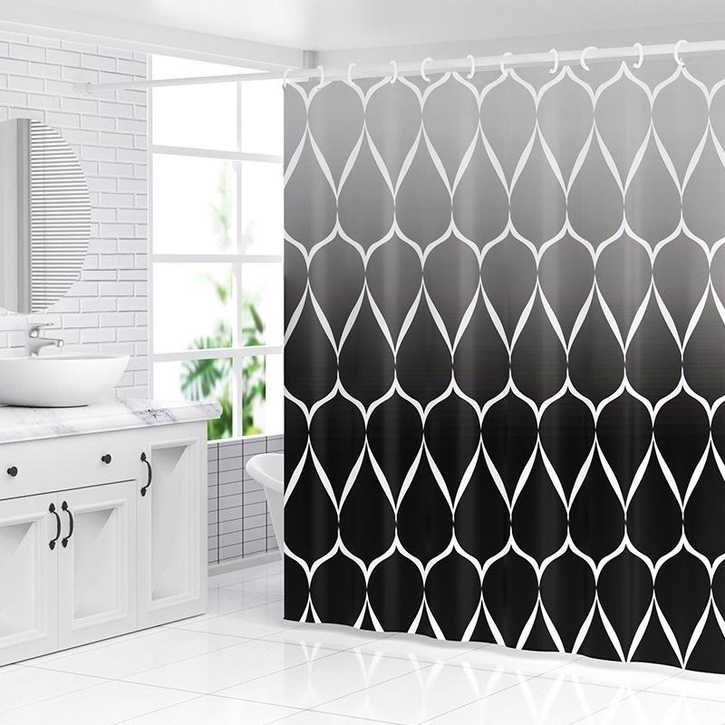 Simple Waterproof Shower Curtain 180 * 180Cm, Thick Polyester Fabric Bathroom Curtain, Bathroom Gradient Color Shower Curtain (W
