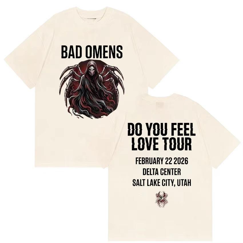 

Rock Band Bad OUnisexs Do You Feel Love Tour 2026 Tshirt Unisex and Women Summer Gothic Clothing Fashion Round Neck Short Sleeved Top M