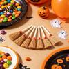Halloween Party Table Decor 10 Pcs Mini Straw Brooms  Artificial Miniature Witch Brooms with Red Rope  Rustic Broom Craft Decoration for Doll