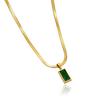 Niche Temperament Design Necklace Snake Bone Chain Light Luxury Green Zircon Pendant Titanium Steel Necklace for Women