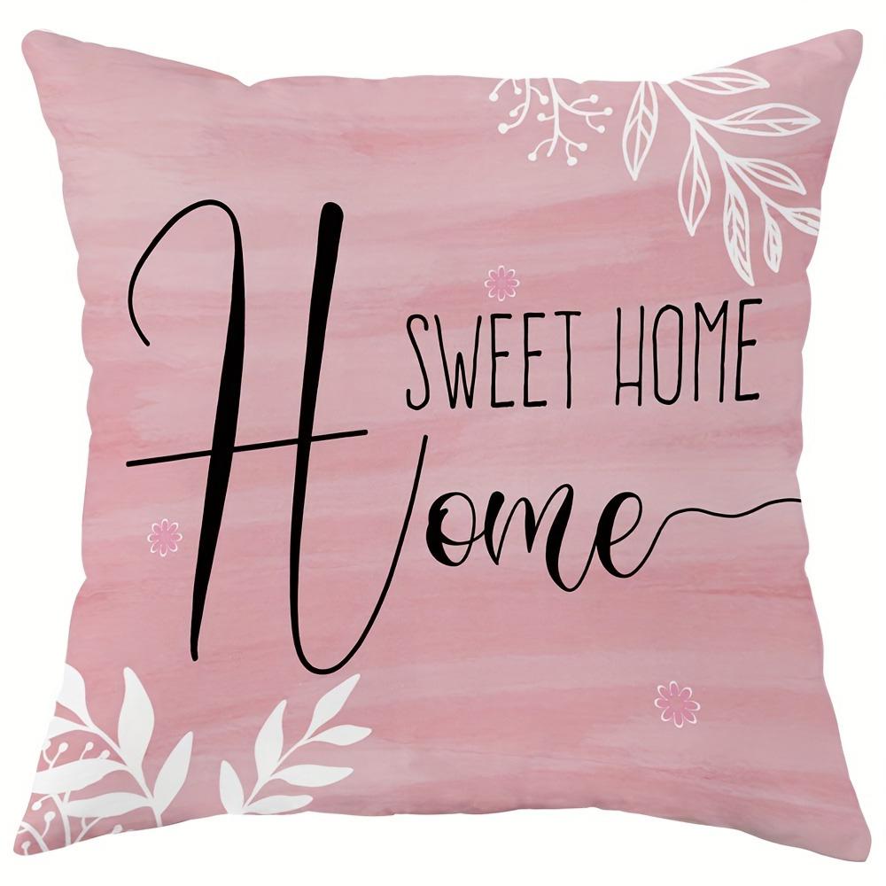 Blooming love pillow cover: cherry blossoms are romantic, warm home and family heart-warming words, sofa cushion cover