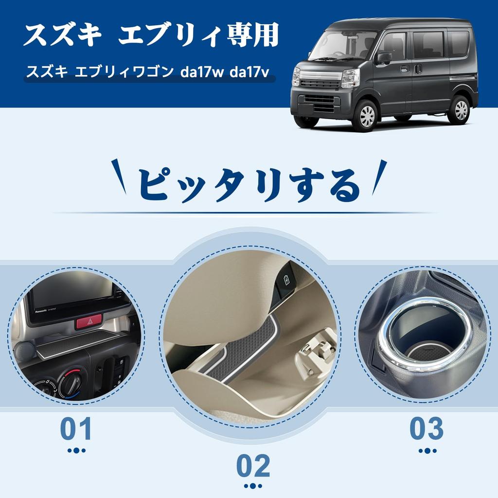 RUIYA Gumové rohožky do kapes dveří pro Suzuki Every, Interiérové gumové rohožky Every Every Wagon DA17W Custom Easy White DA17V/DA17W, Podložky, Protiskluzové, Zvukotěsné,