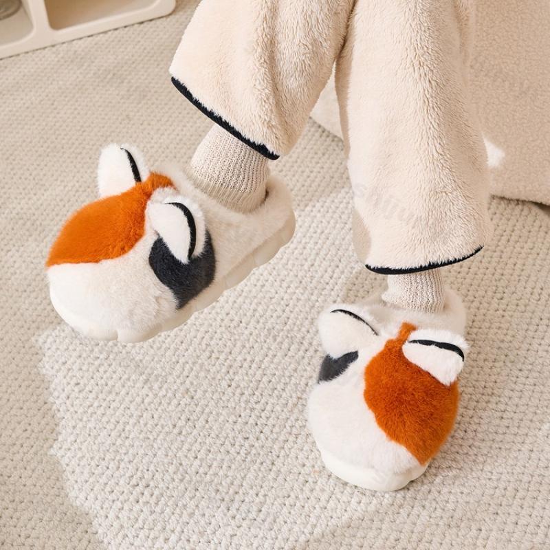 Fashion Cute Women Plush Shoes Autumn Winter New Fashion Thicken Men Indoor Home Shoes Warm Non-slip Comfortable Couple Cotton Slippers