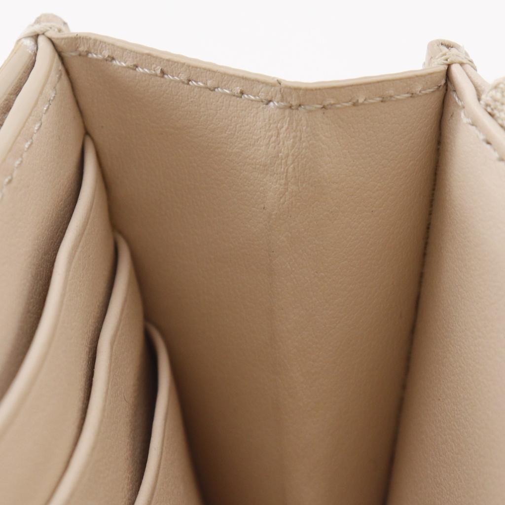 Celine Large Flap Wallet Purse Beige Calfskin Women Used